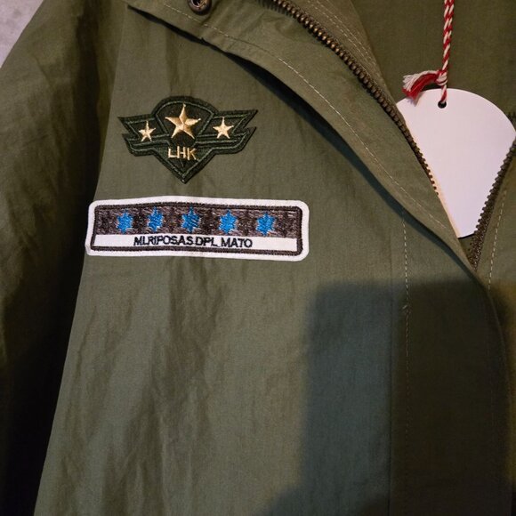 Hayden Army‎ Green Boho Relaxed Bomber Longline Jacket Patches Tiger Graphic S - Picture 7 of 7